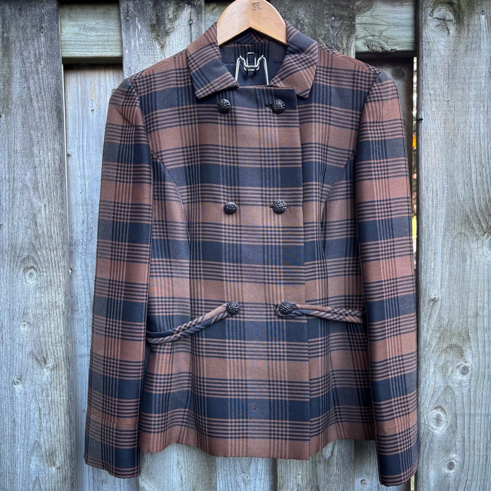 Vintage 60’s Plaid Double-Breasted Women's 2 pc Jacket & Mini Skirt